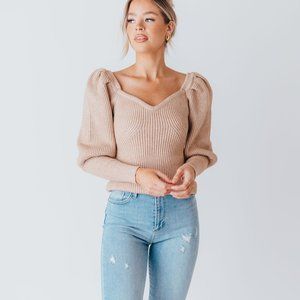 Astr PUFF SLEEVE SWEATER
